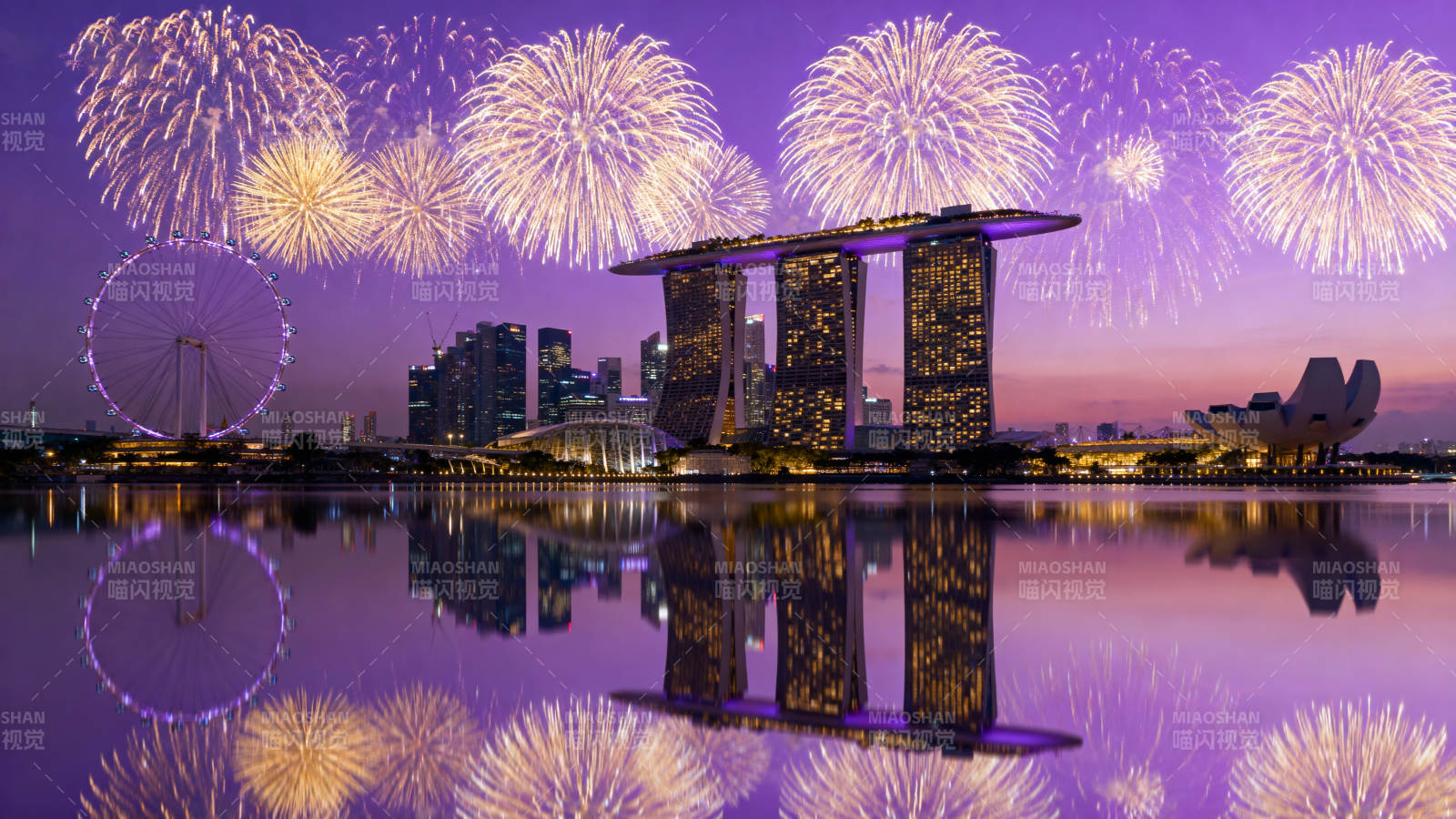 新加坡烟花夜景图片