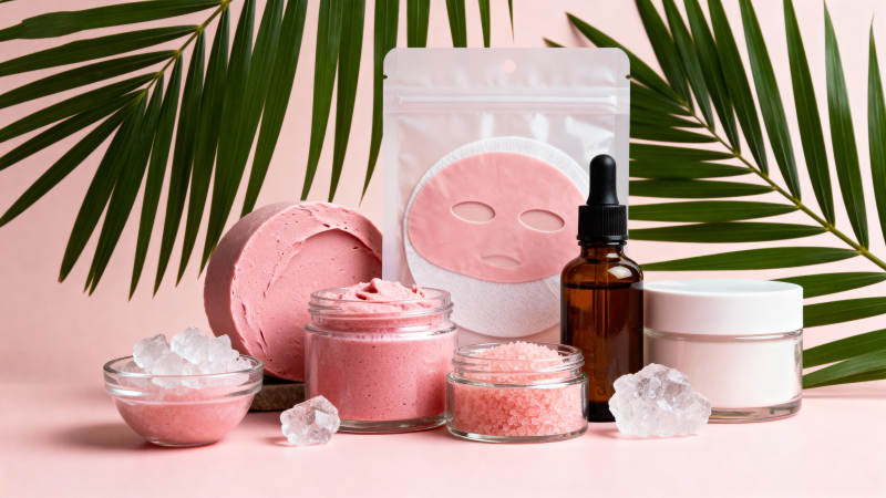 粉色面膜护肤套装图片