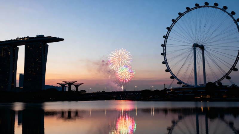 新加坡夜景烟花秀图片