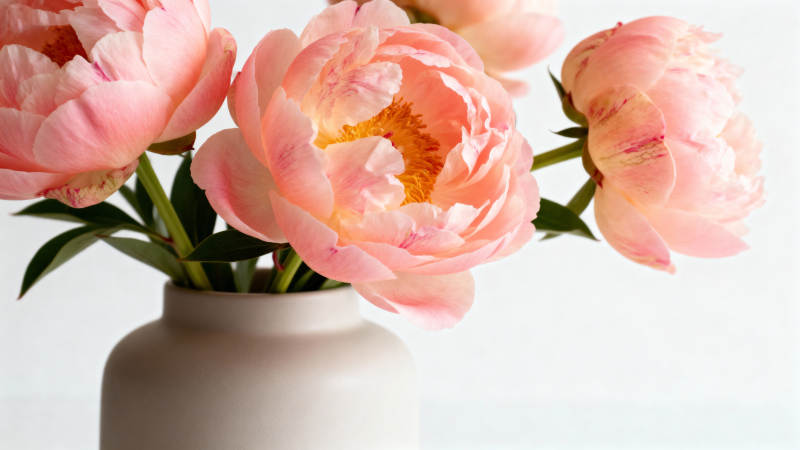 粉红牡丹花瓶静物图片