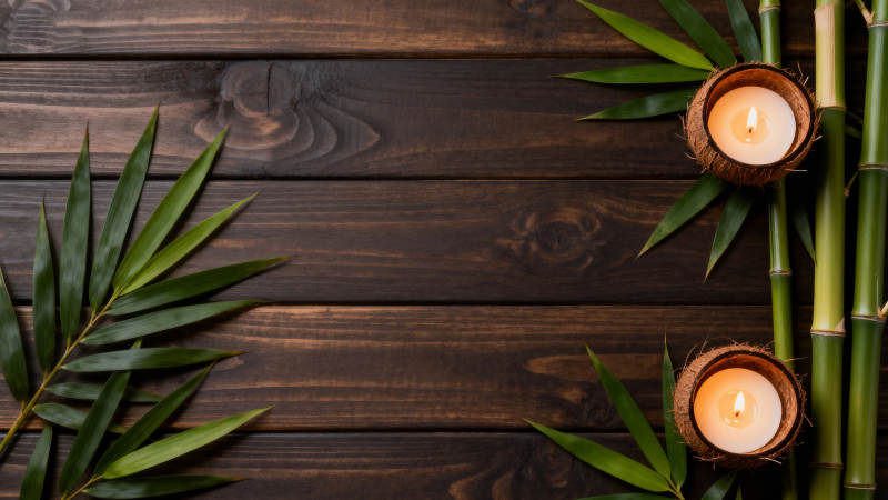 竹叶烛光静谧夜图片