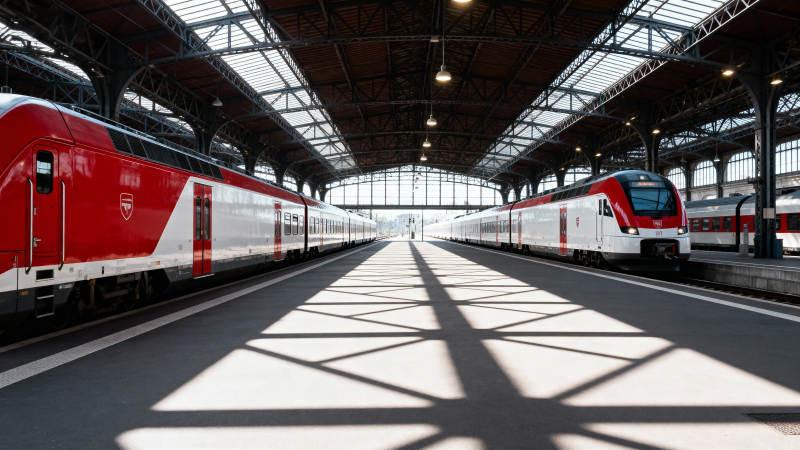 现代火车站列车停靠图片