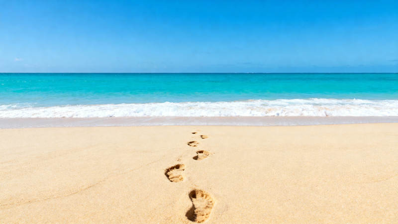 沙滩上的足迹图片