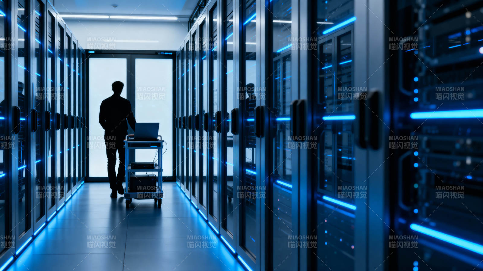 数据中心夜影图片