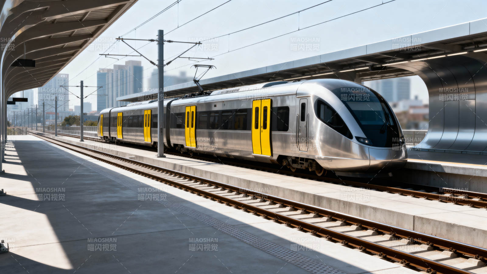 现代地铁列车进站图片