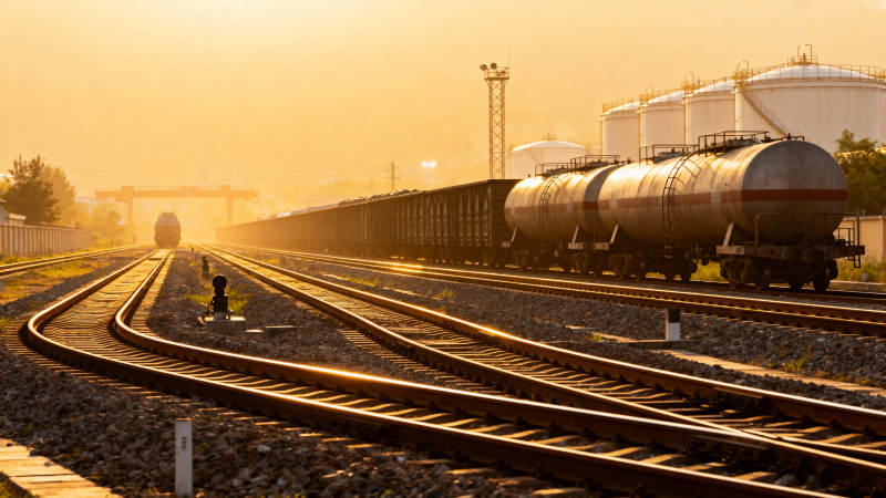 晨光中的货运列车图片