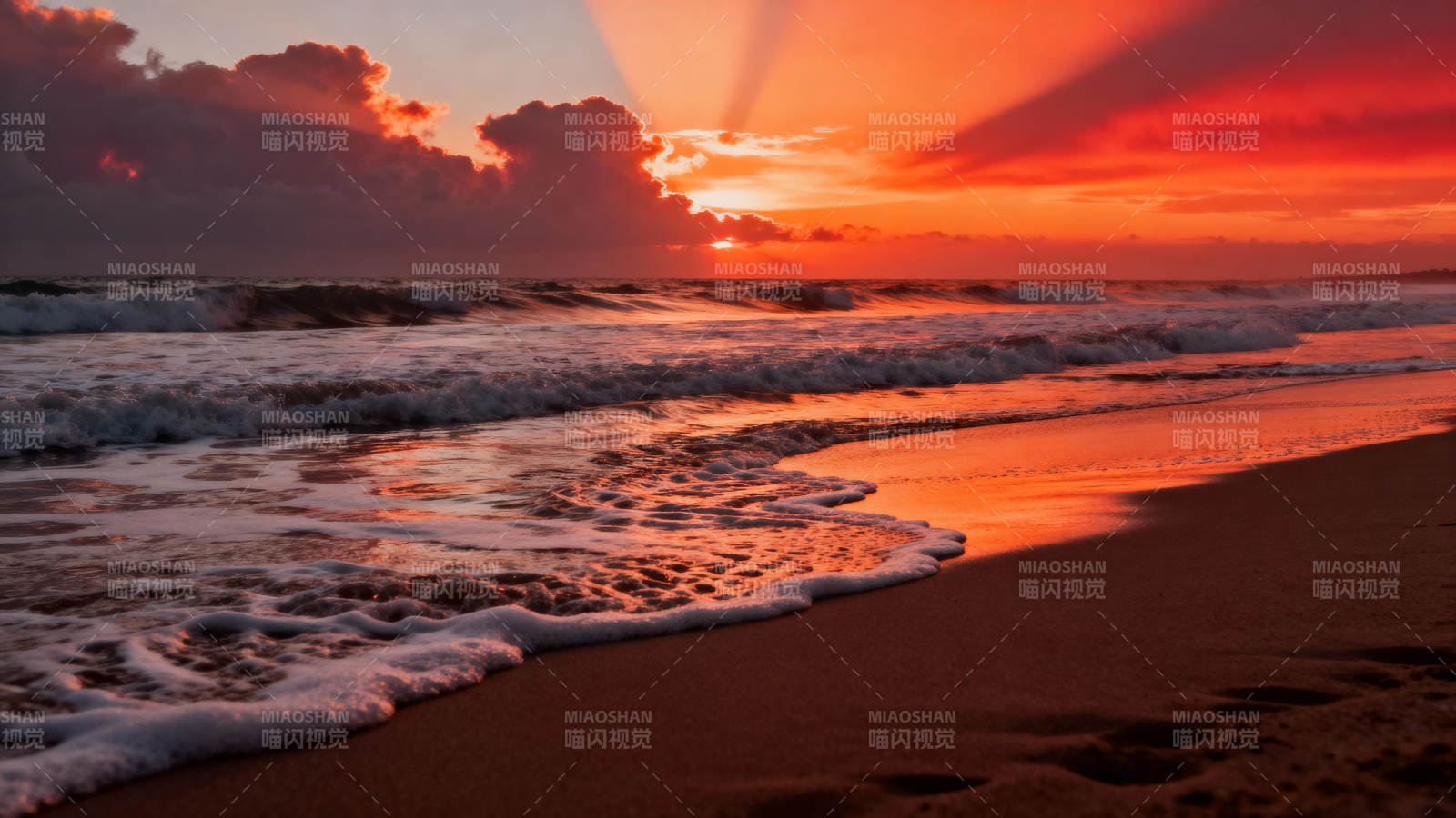 夕阳海滩美景图片