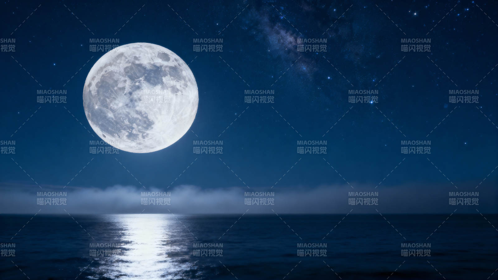 月光海面夜景图片