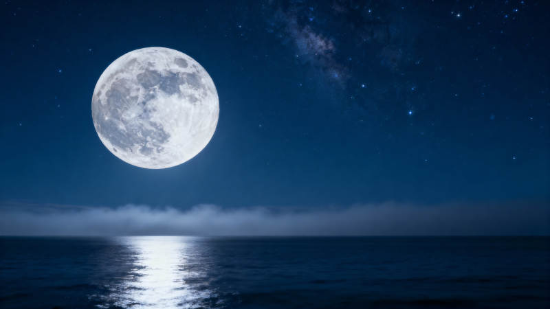 月光海面夜景图片