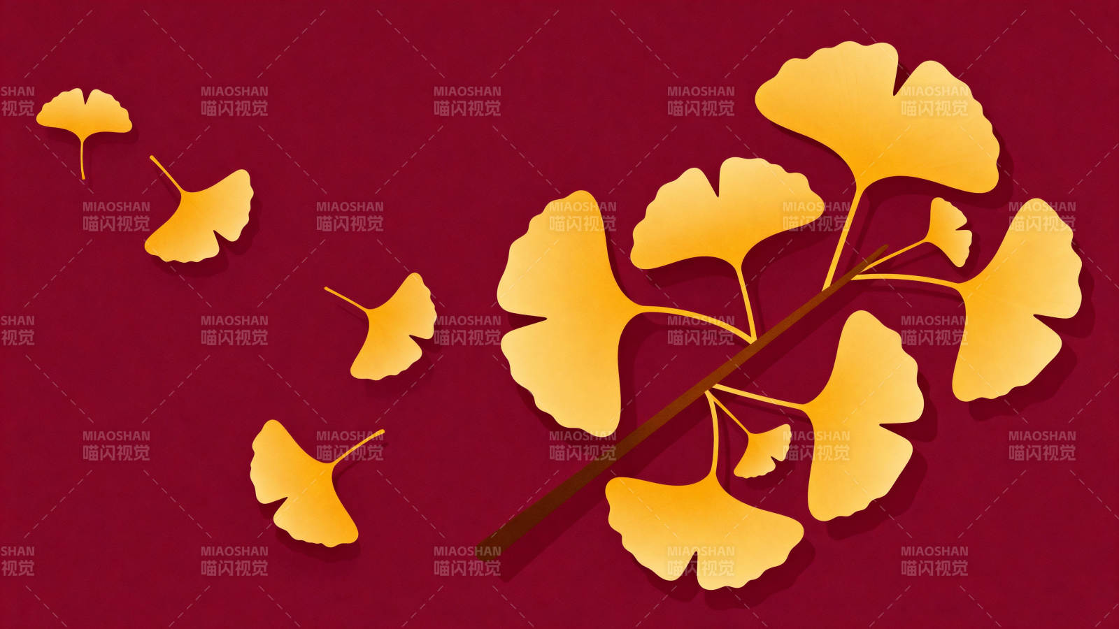 银杏叶飘落图片