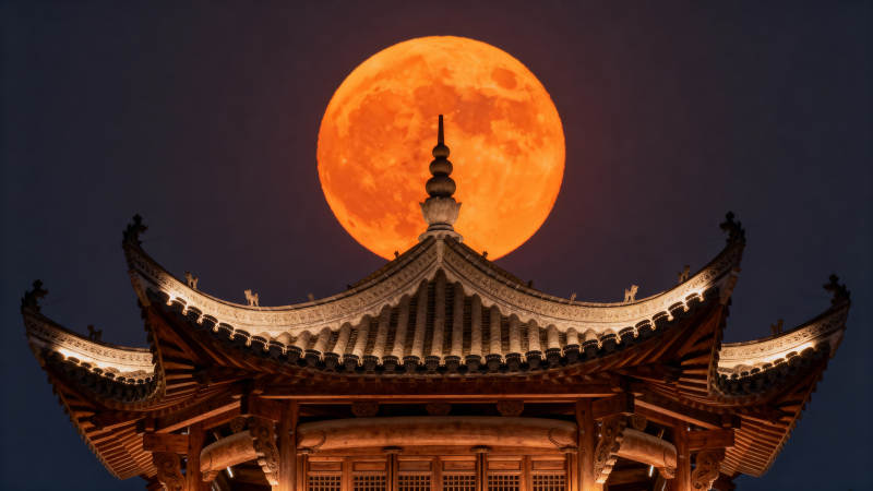 明月映古亭图片