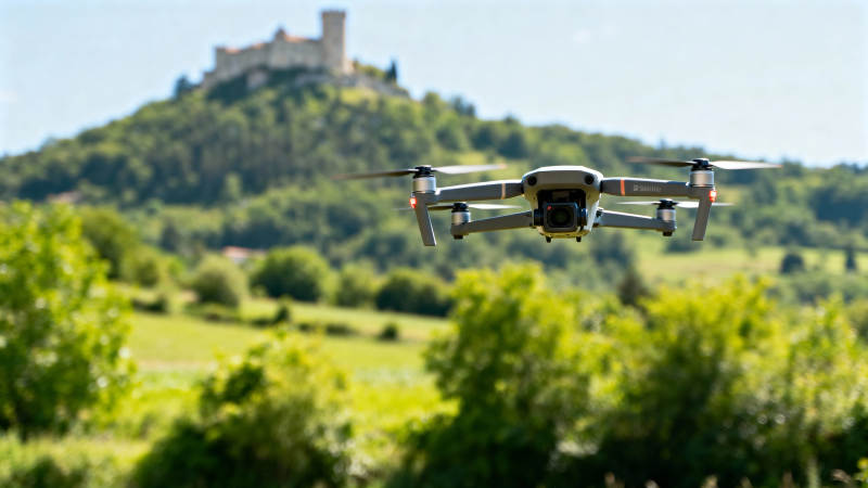 无人机飞越山丘图片