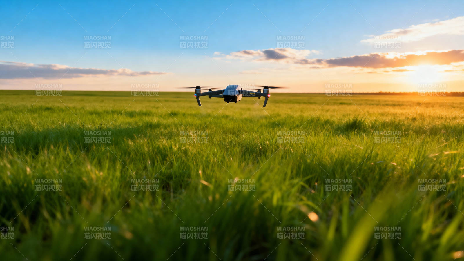 无人机飞越绿野图片