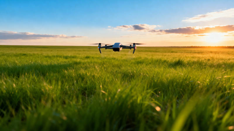 无人机飞越绿野图片