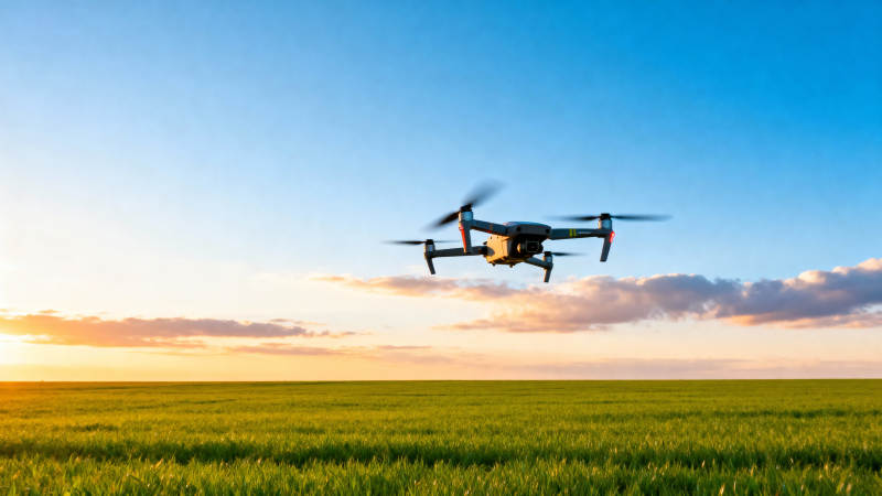 无人机飞越田野图片