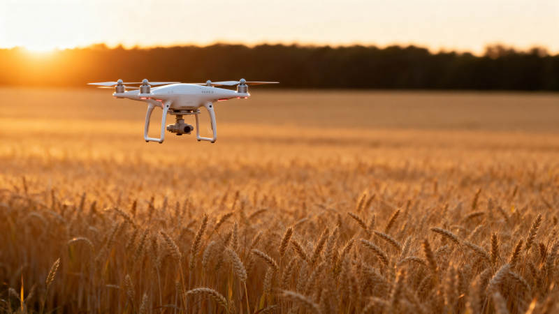 无人机飞越麦田图片