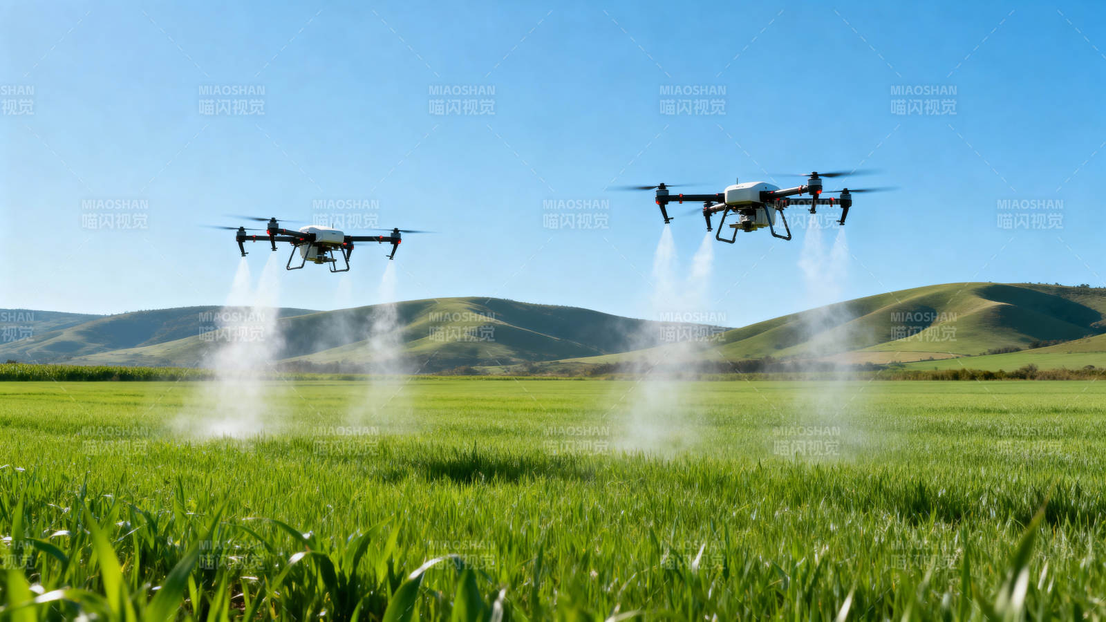无人机喷洒农田图片