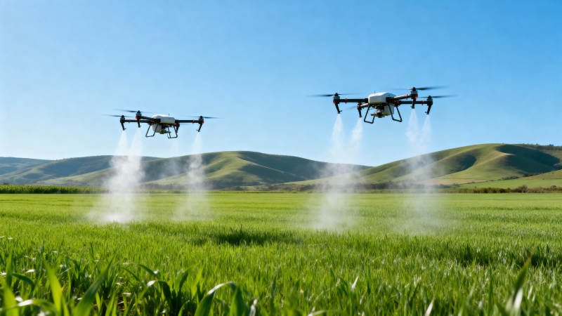 无人机喷洒农田图片