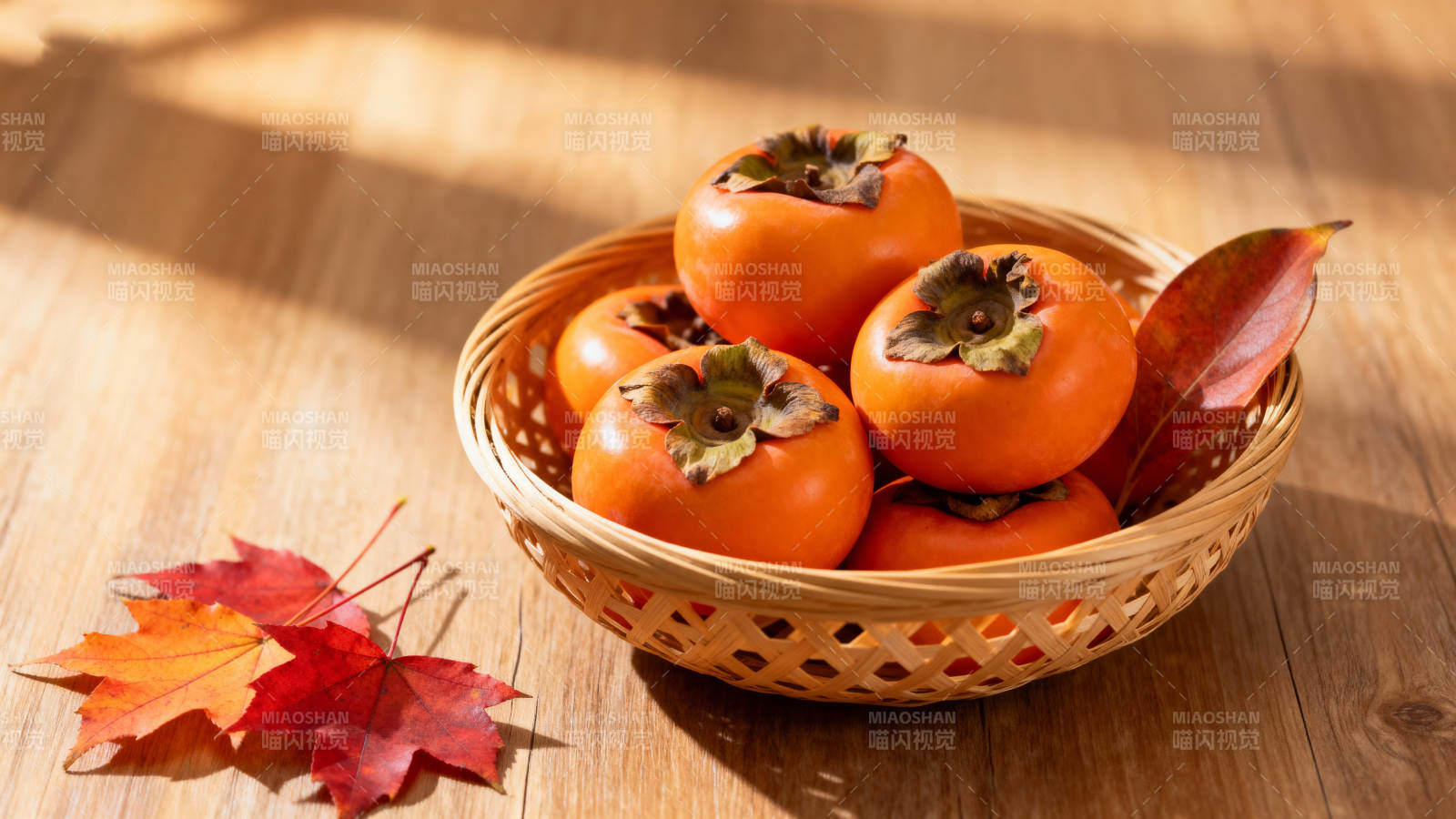 秋日柿子静物图片