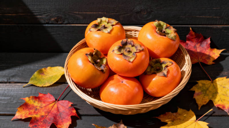 秋日柿子静物图片