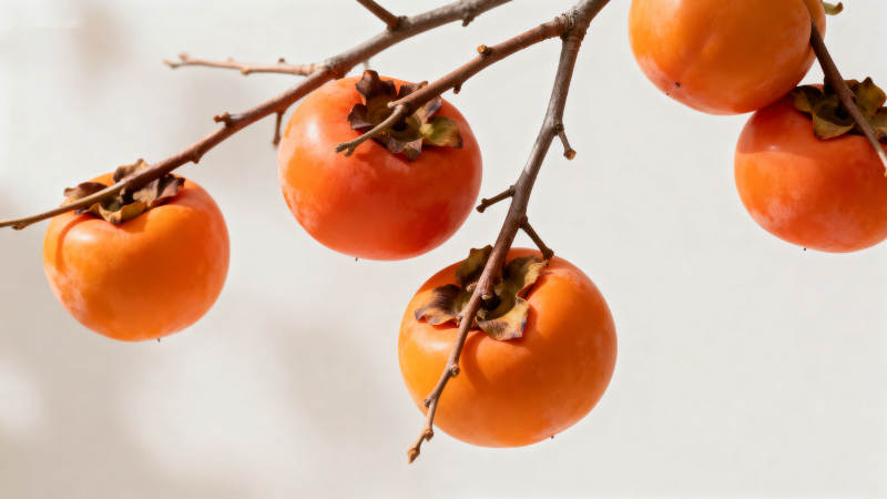 枝头柿子红彤彤图片