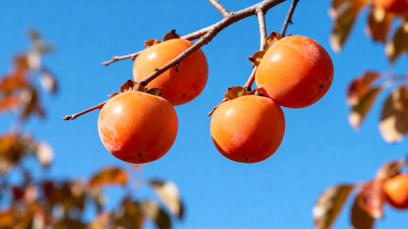 柿子挂枝头图片