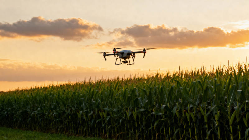 无人机飞越玉米田图片