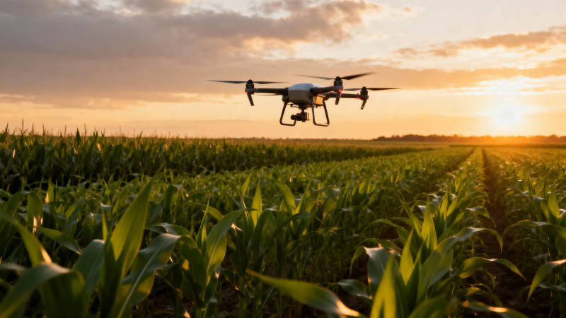 无人机飞越玉米田图片