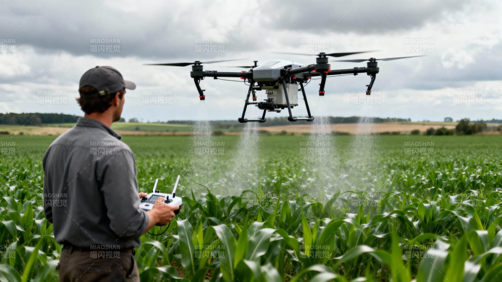 无人机喷洒农田图片