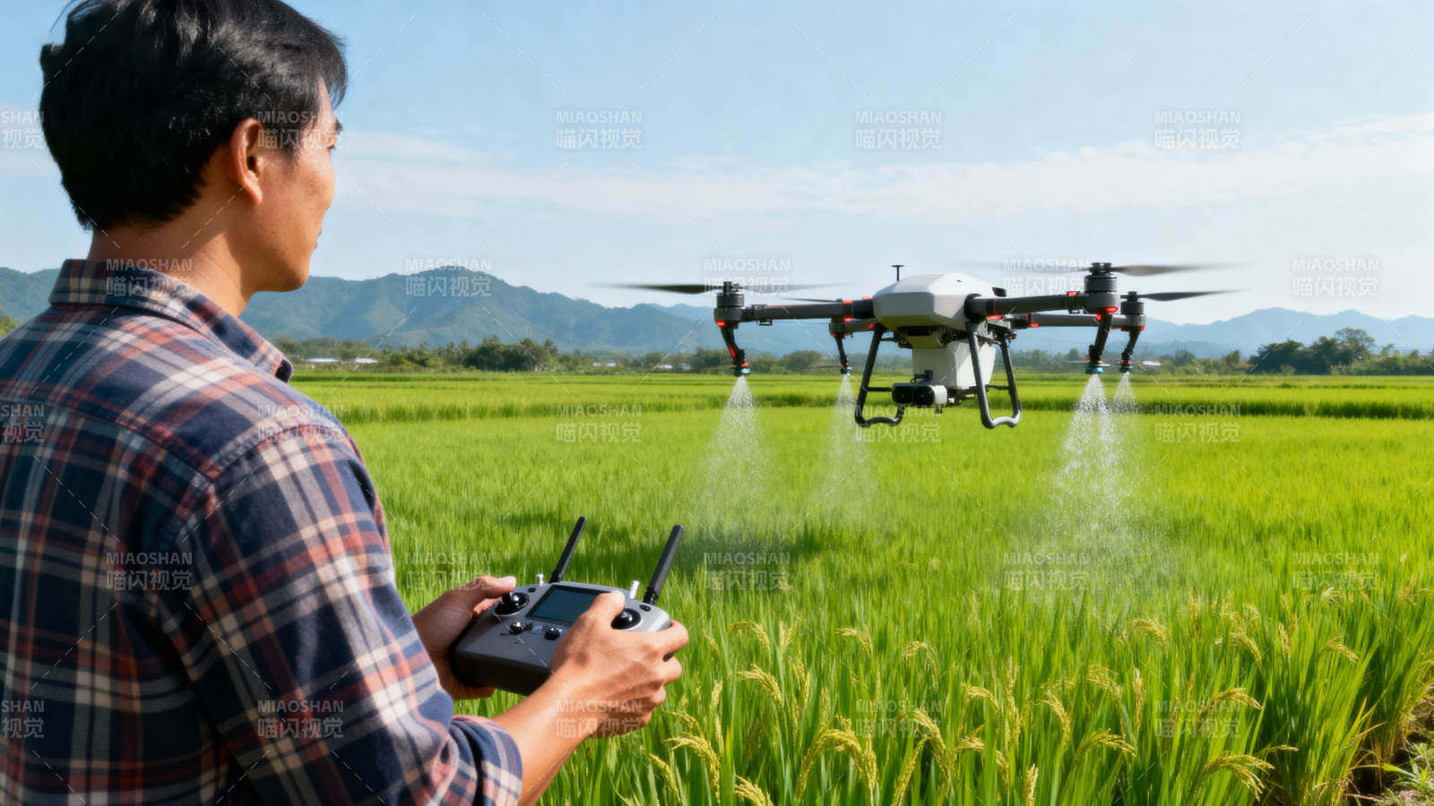 无人机喷洒农田图片