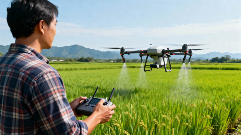 无人机喷洒农田图片