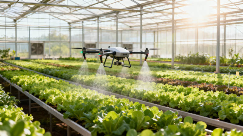无人机温室喷洒图片