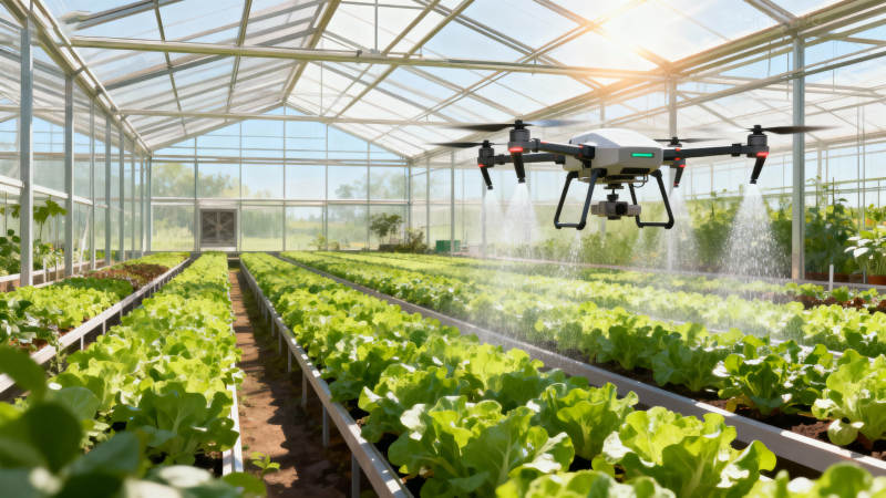 无人机温室喷洒图片