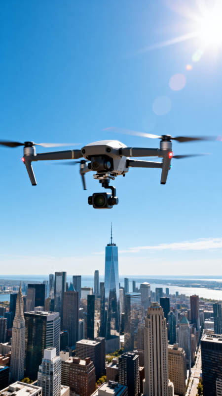 无人机俯瞰城市天际线图片