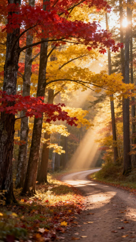 秋林光影小径图片