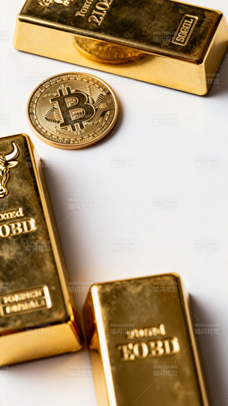 黄金与比特币并置图片