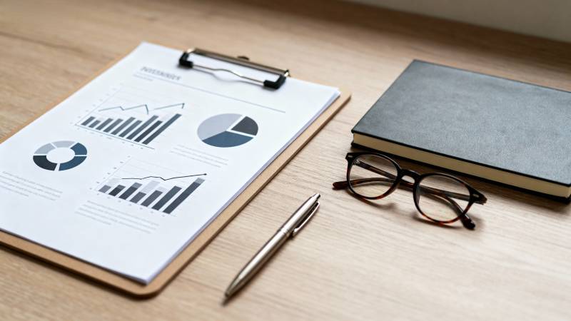 办公桌上的工作资料图片