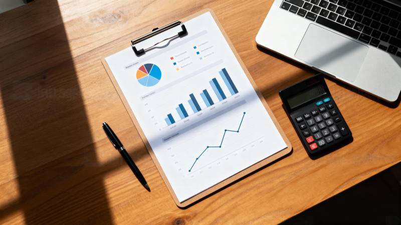 办公桌上的数据分析图片