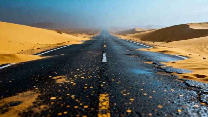 沙漠中的公路图片