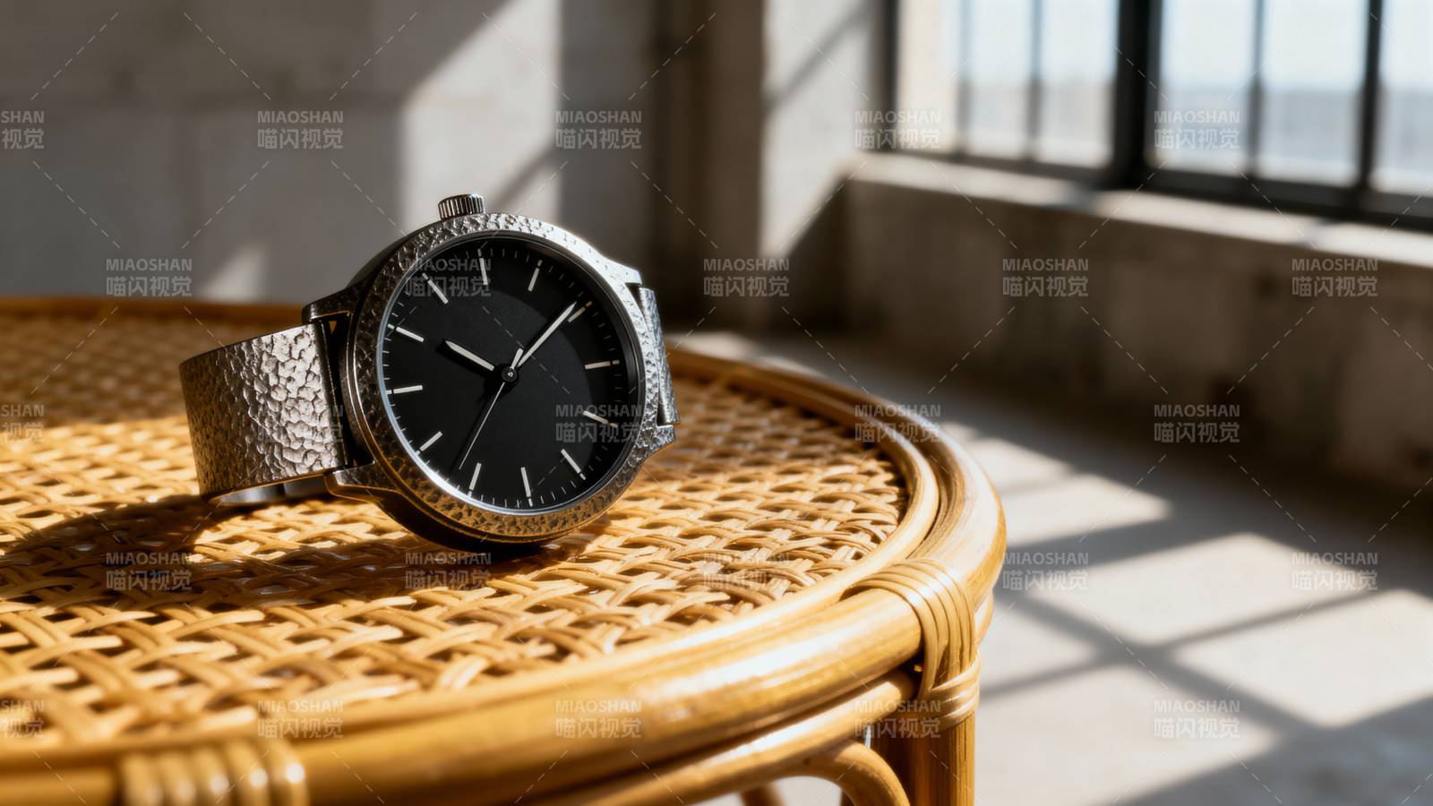 腕表静置藤桌图片
