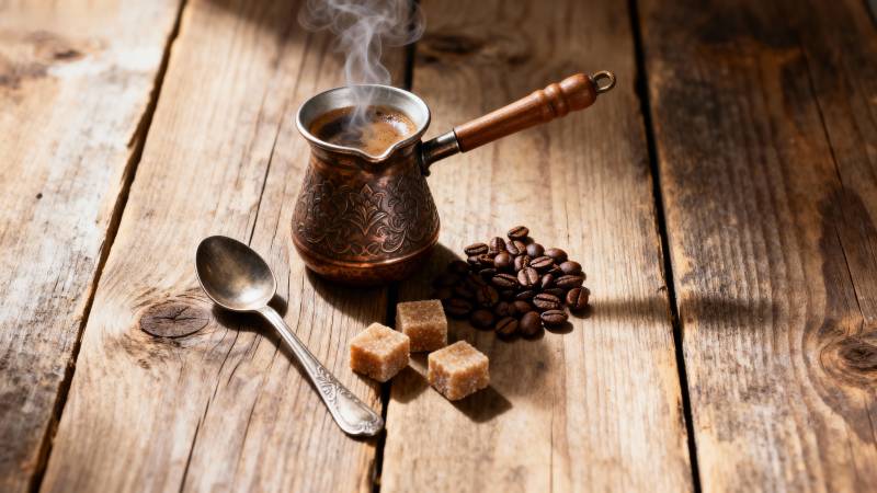 咖啡香浓 木桌静谧图片