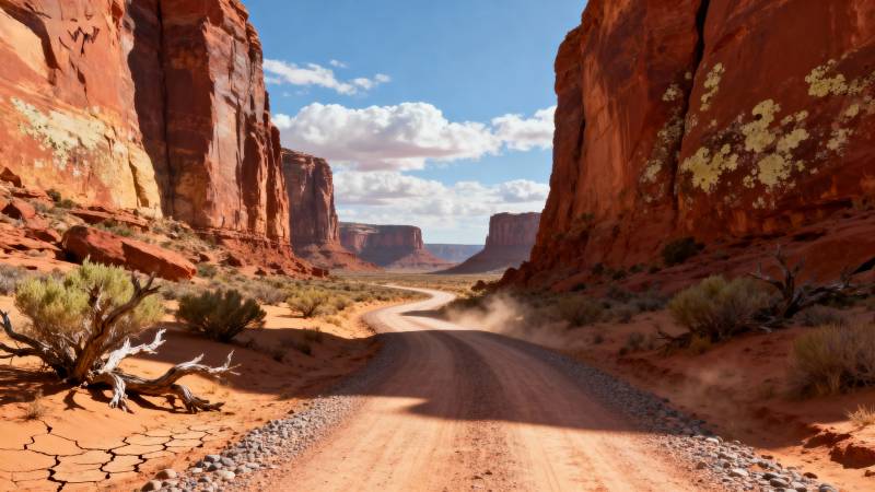 峡谷红土路图片