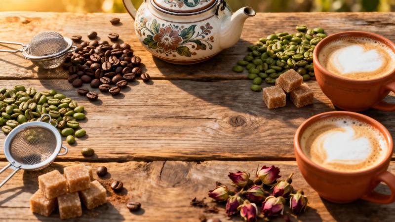 咖啡与茶的静谧时光图片