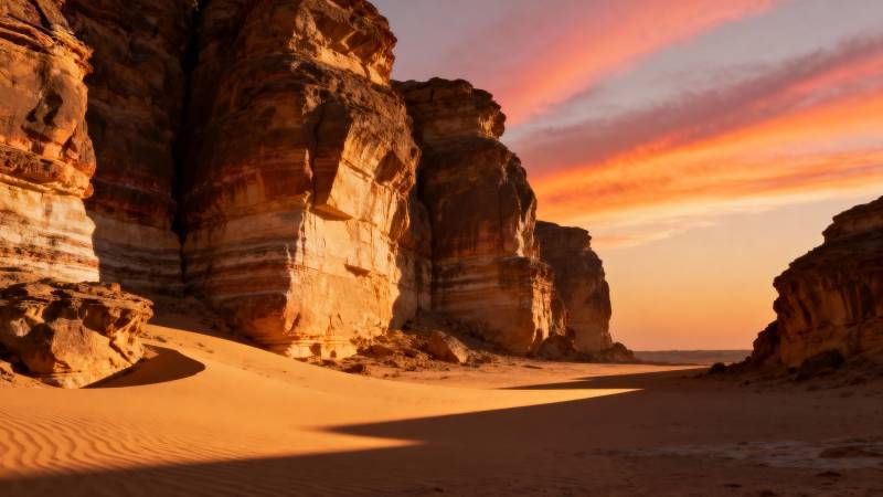 沙漠日落奇景图片