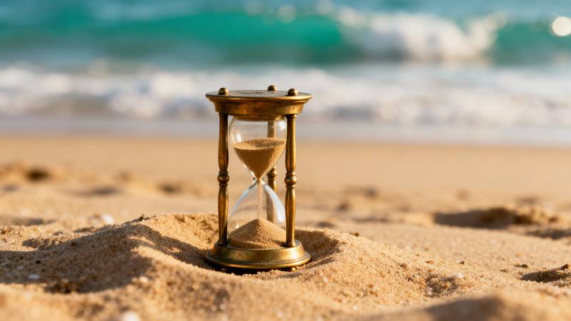 沙漏与海浪图片