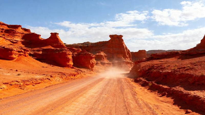 荒漠红岩路图片