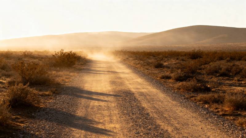 荒漠孤路尘烟起图片