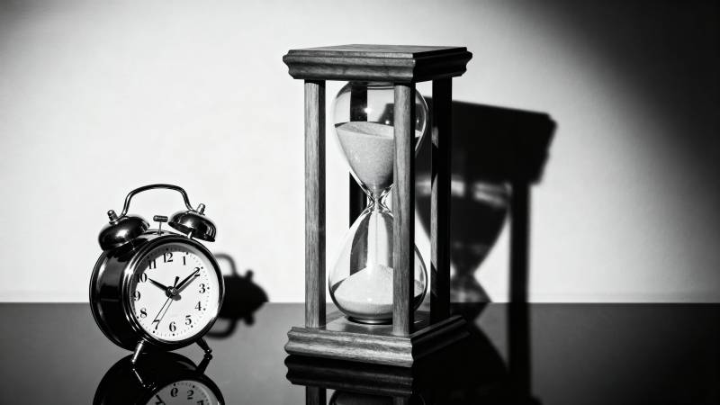 时光流转 钟表与沙漏图片