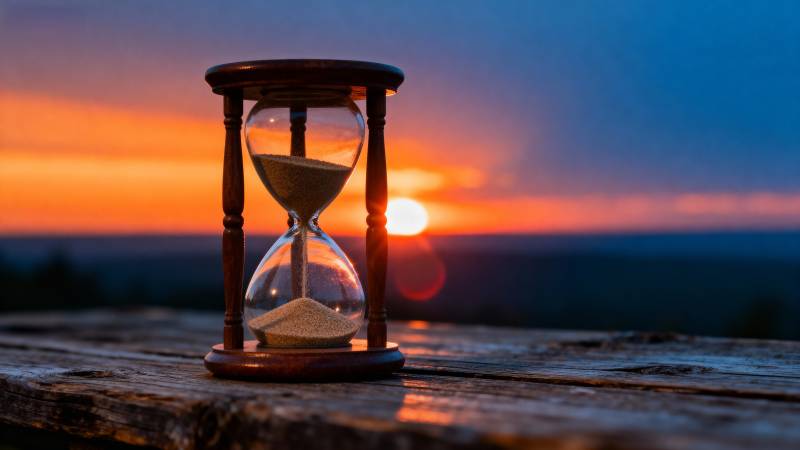 沙漏映夕阳图片