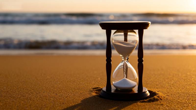 沙漏与海景图片